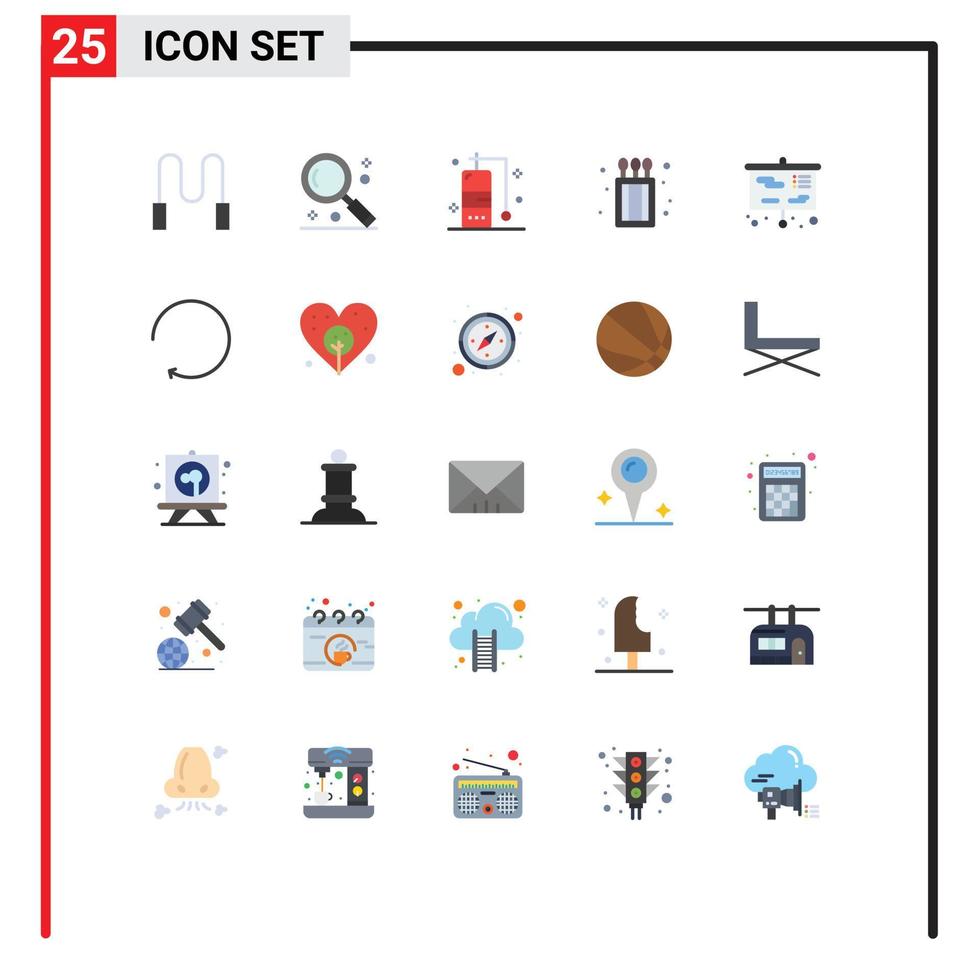 ensemble moderne de 25 couleurs et symboles plats tels que la présentation de l'étude l'éducation à la plongée le feu les éléments de conception vectoriels modifiables vecteur