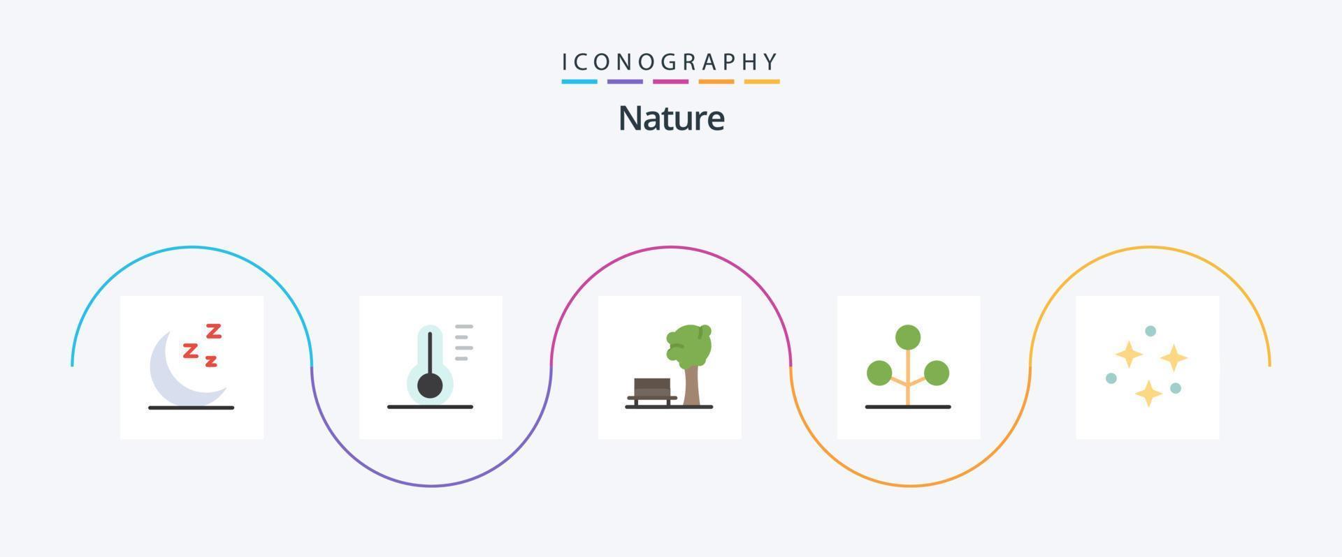 pack d'icônes nature plat 5, y compris l'espace. la nature. la nature. arbre. jardin vecteur