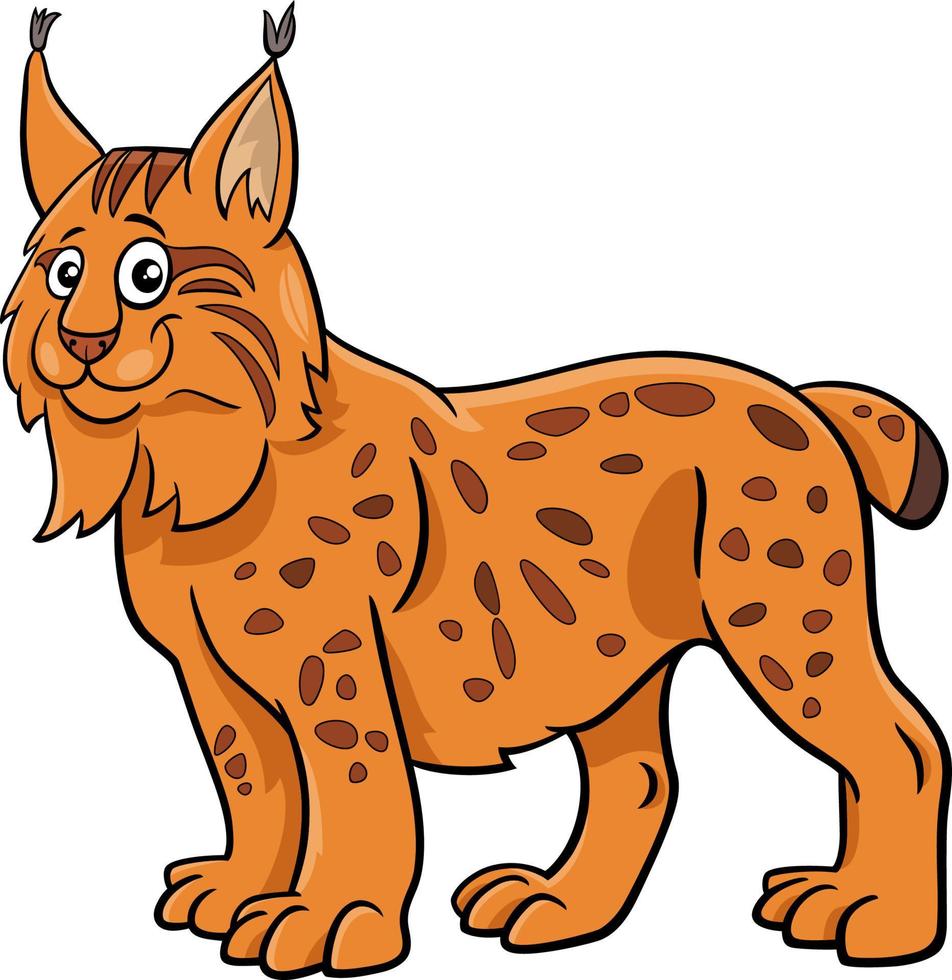 personnage d'animal sauvage lynx drôle de bande dessinée vecteur