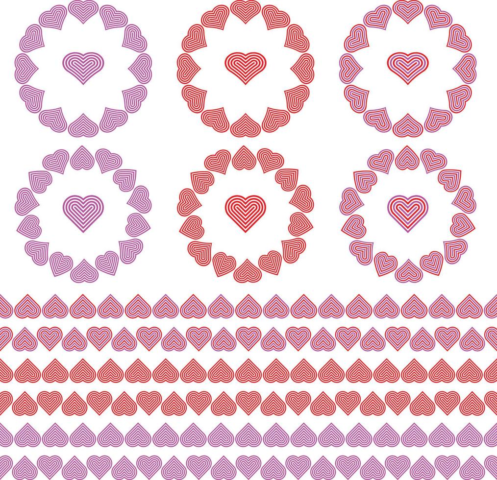 cadres de cercle coeur saint valentin et motifs de bordure graphiques vectoriels vecteur
