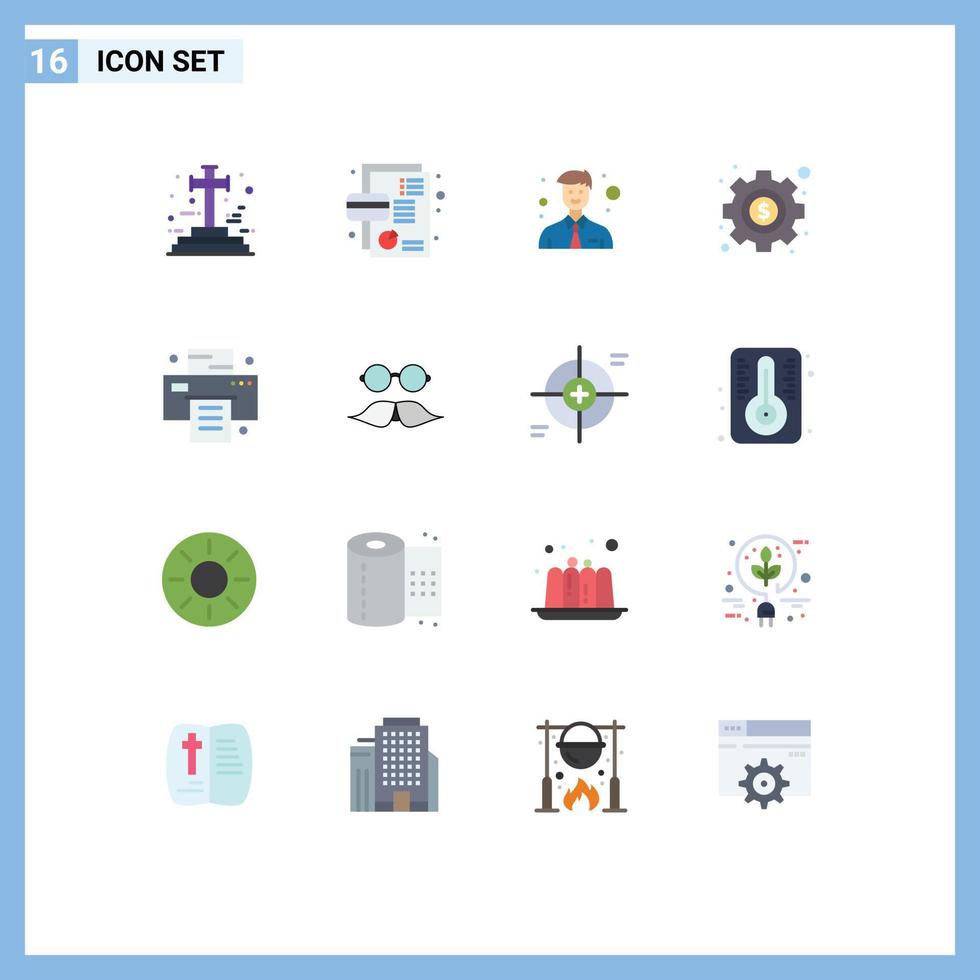 16 icônes créatives signes et symboles modernes de l'imprimante bureau camembert gestion seo pack modifiable d'éléments de conception de vecteur créatif