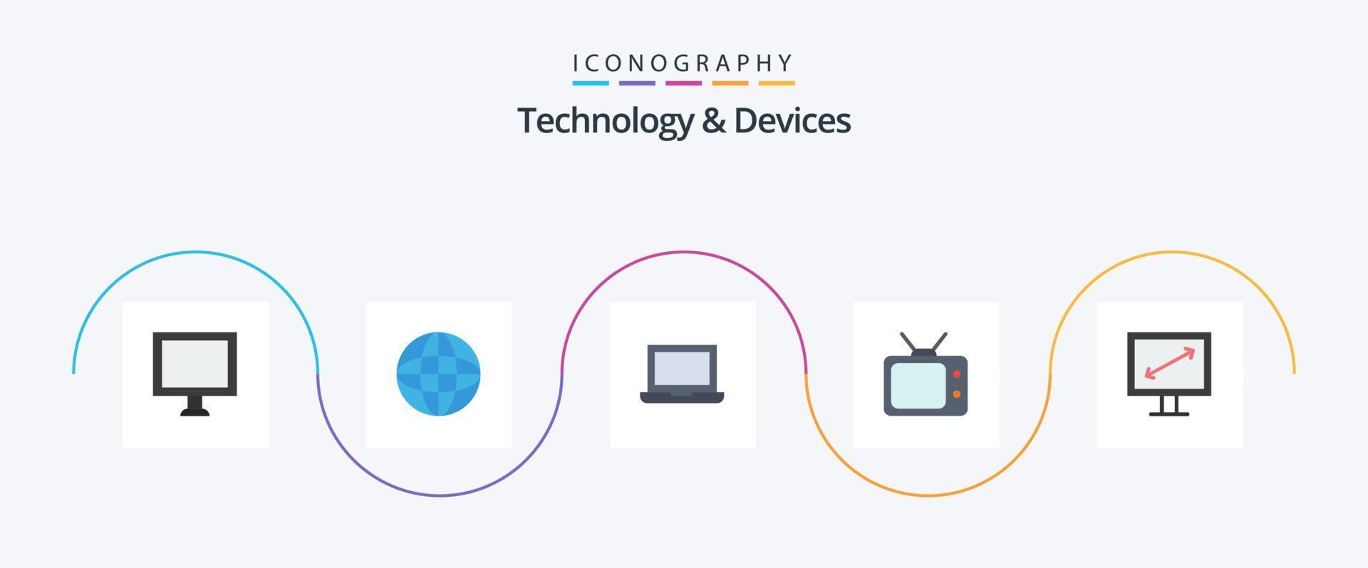 appareils pack d'icônes plat 5 comprenant. affichage. appareil. diagonale. la télé vecteur