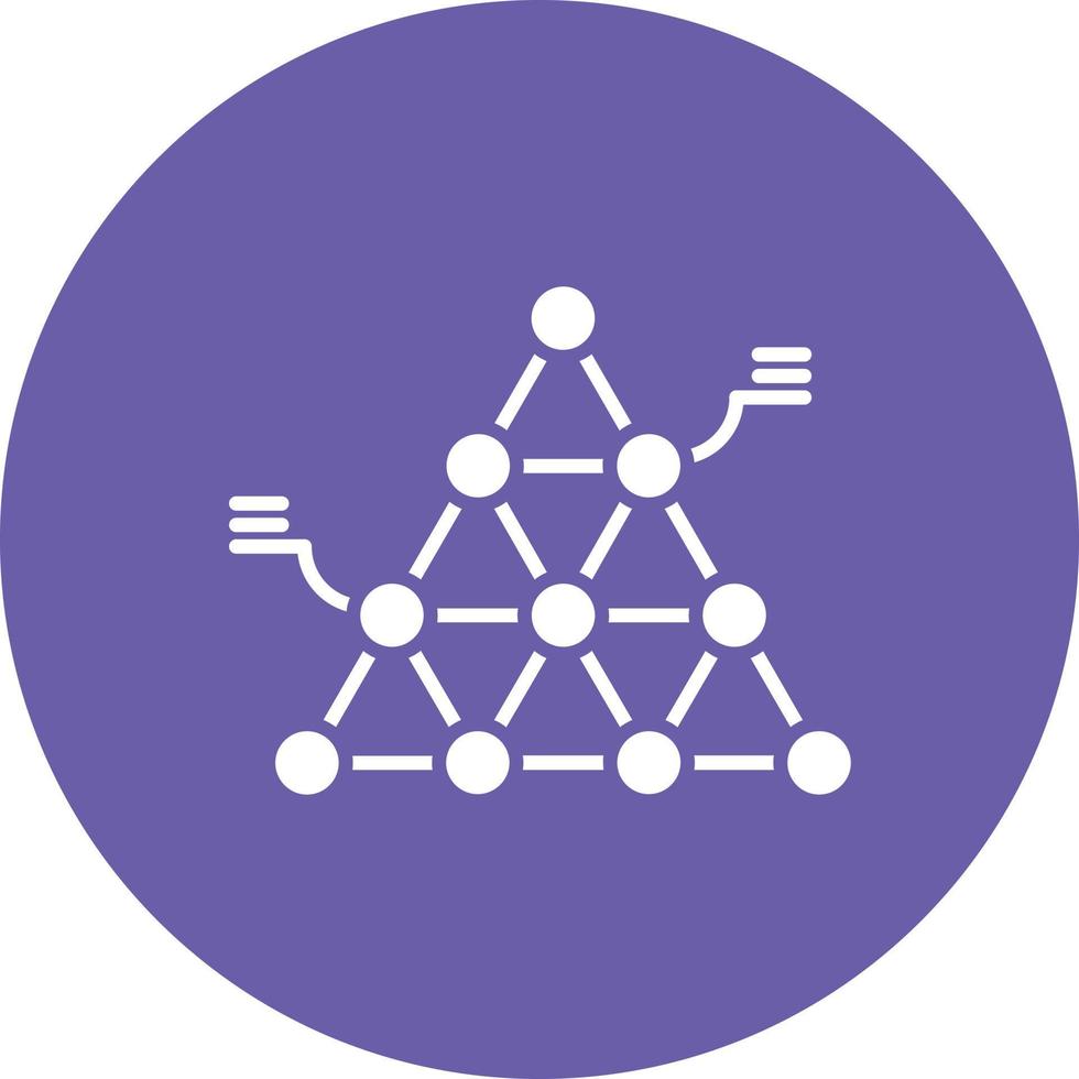 icône de fond de cercle de glyphe de pyramide segmentée vecteur