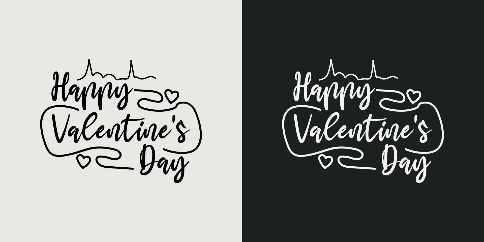 conception de lettrage typographie t-shirt happy valentine's day. conception de lettrage romantique. conception de t-shirt de la Saint-Valentin. illustration pour impressions sur t-shirts, sacs et affiches, pour machine de découpe. vecteur