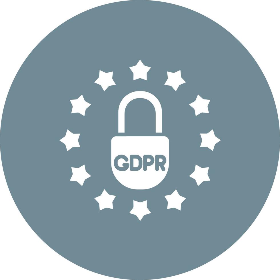 icône de fond de cercle de glyphe de procès gdpr vecteur