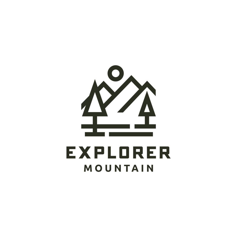 création de logo d'art en ligne de pin de montagne vecteur