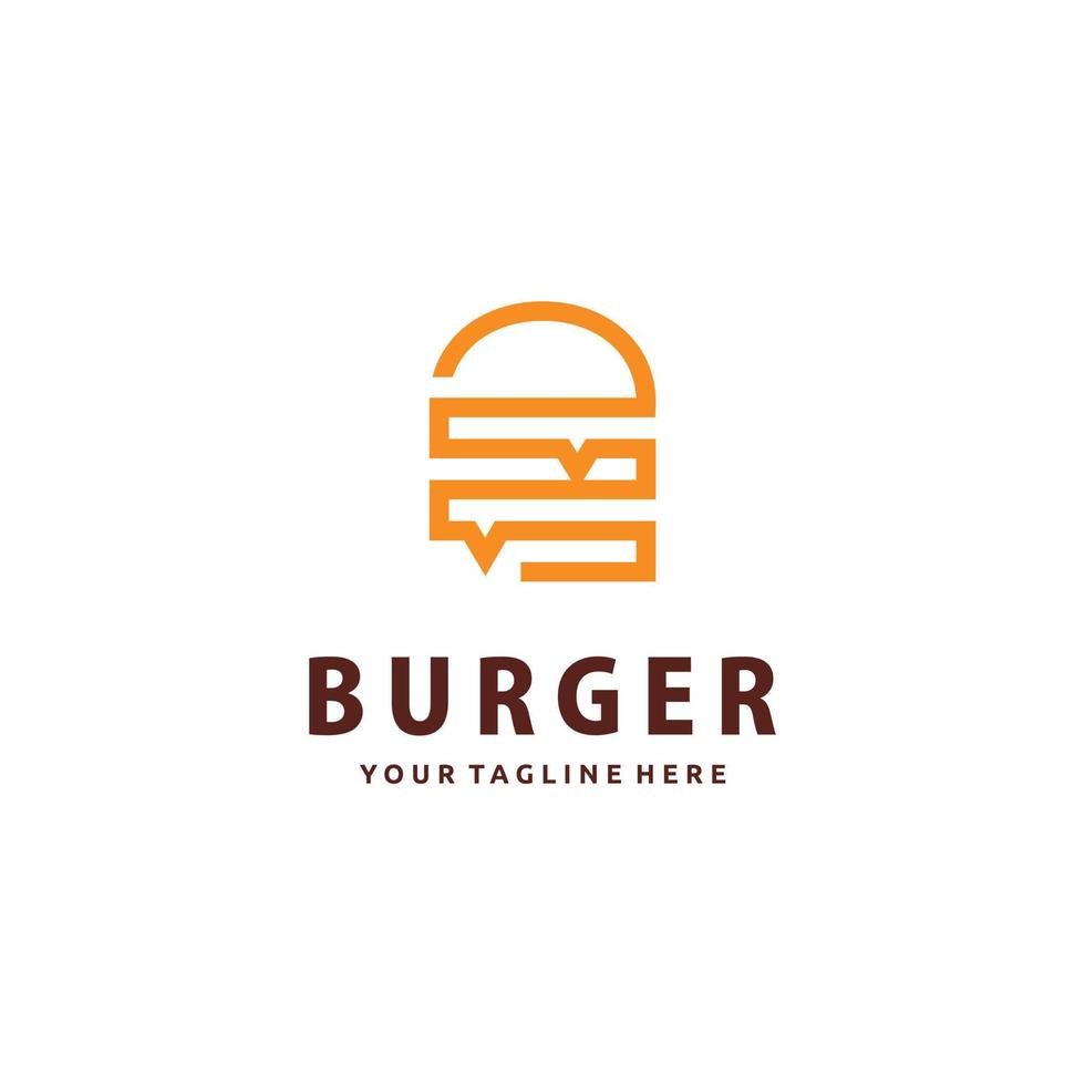burger hamburger dessin au trait création de logo minimaliste vecteur