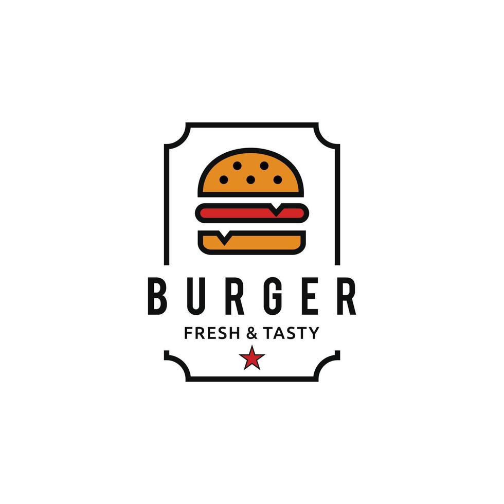 modèle de restaurant de conception de logo minimaliste burger hamburger vecteur