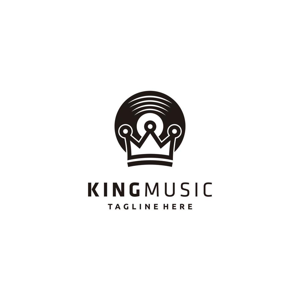 couronne vinyle musique record vintage roi logo design icône vecteur inspiration