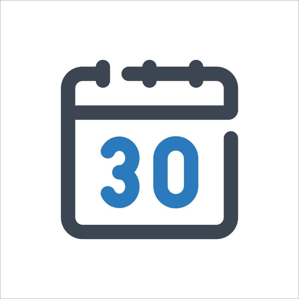 Icône de 30 jours - illustration vectorielle . 30, jours, rendez-vous, calendrier, date, mois, calendrier, trente, jour, événement, heure, ligne, contour, icônes. vecteur