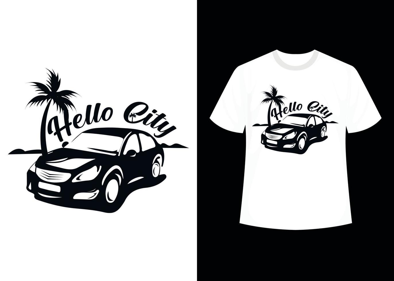 modèle de conception de t-shirt imprimable hello city vecteur