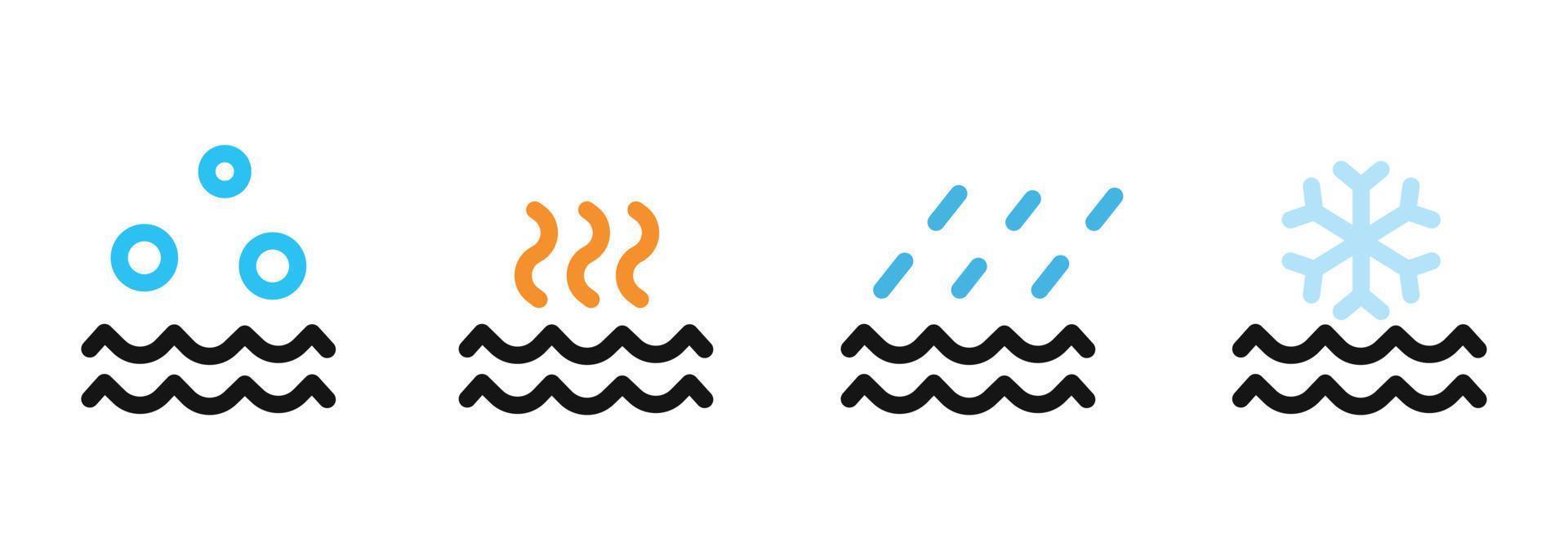 ensemble de diverses conceptions d'icônes d'eau. symbole météorologique simple pour l'élément de conception vecteur
