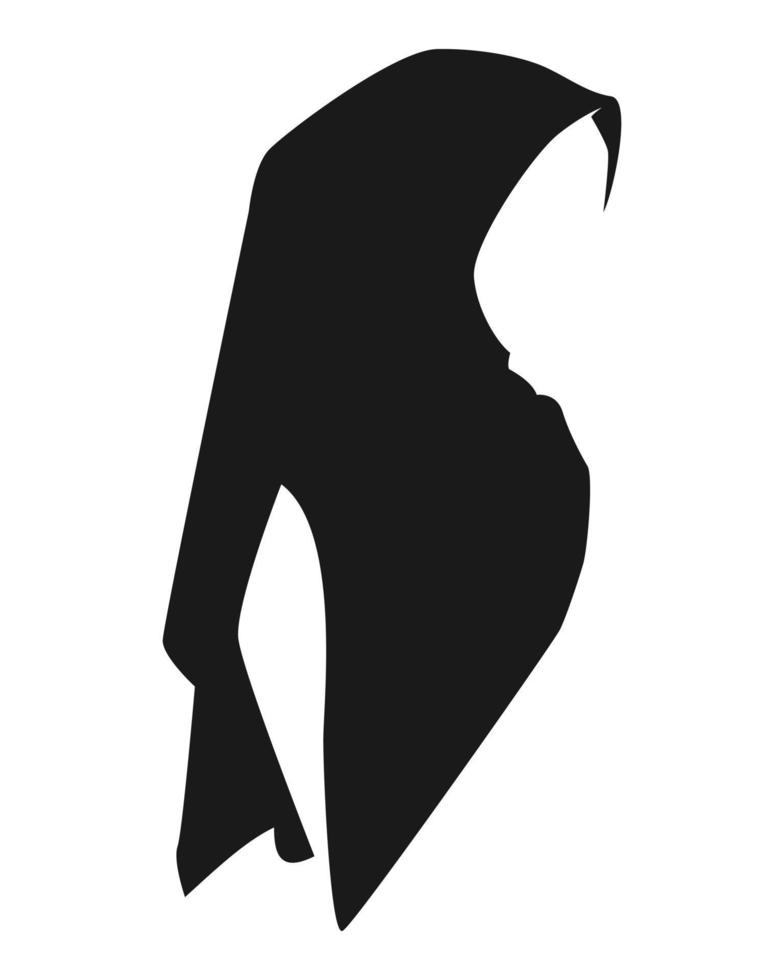 silhouette de visage de femme musulmane avec hijab. vue de côté. isolé sur fond blanc. illustration vectorielle noir et blanc. vecteur