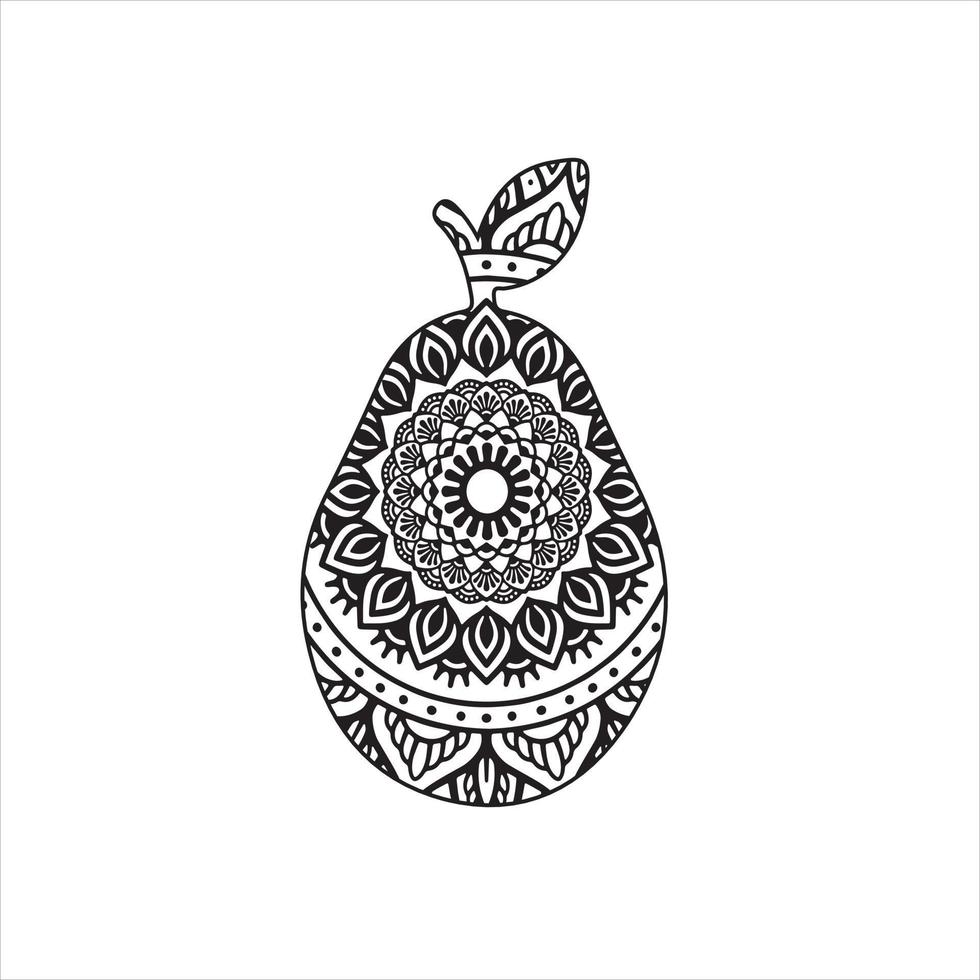 coloriage de mandala de fruits pour enfants et adultes vecteur