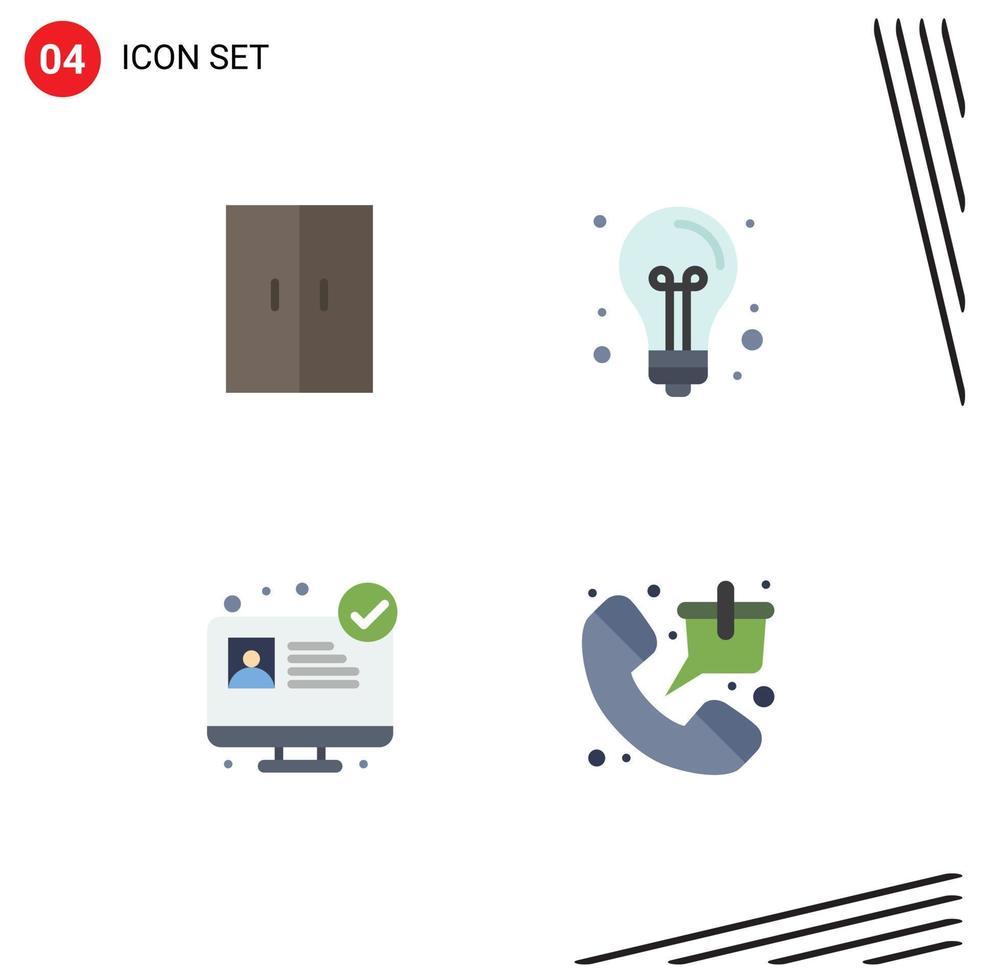 pack d'icônes plates de 4 symboles universels de meubles hôpital site web garde-robe éducation conseil médical éléments de conception vectoriels modifiables vecteur