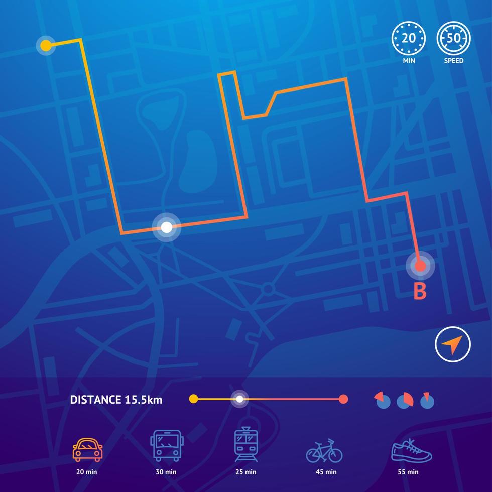 concept de navigation de carte de ville 3d détaillée réaliste. vecteur