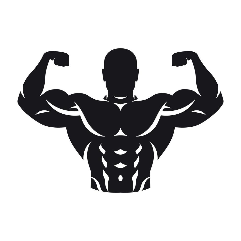 illustration de la silhouette de bodybuilder noir sur fond blanc vecteur