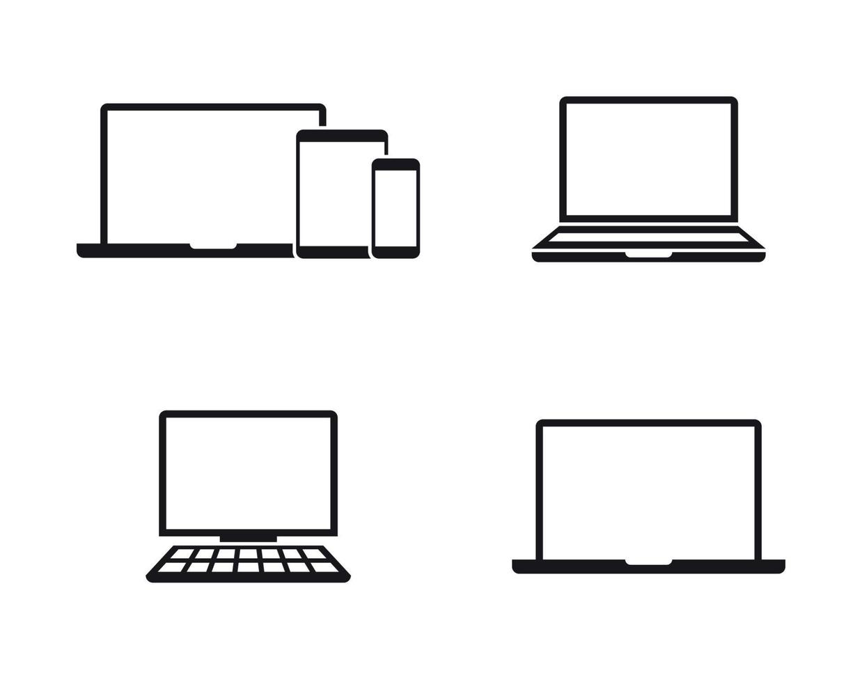 ensemble d'icônes d'appareils numériques, noir sur fond blanc vecteur