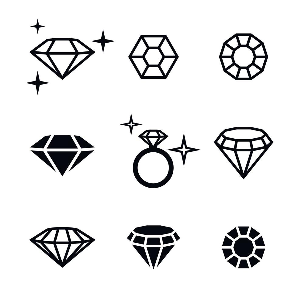 jeu d'icônes de diamant vecteur