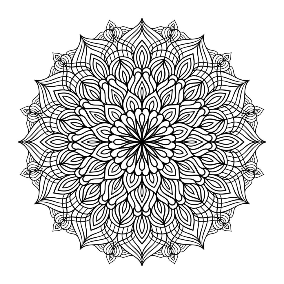 dessin au trait floral mandala décrit doodle pour les pages à colorier intérieur, page de coloriage floral mandala vecteur