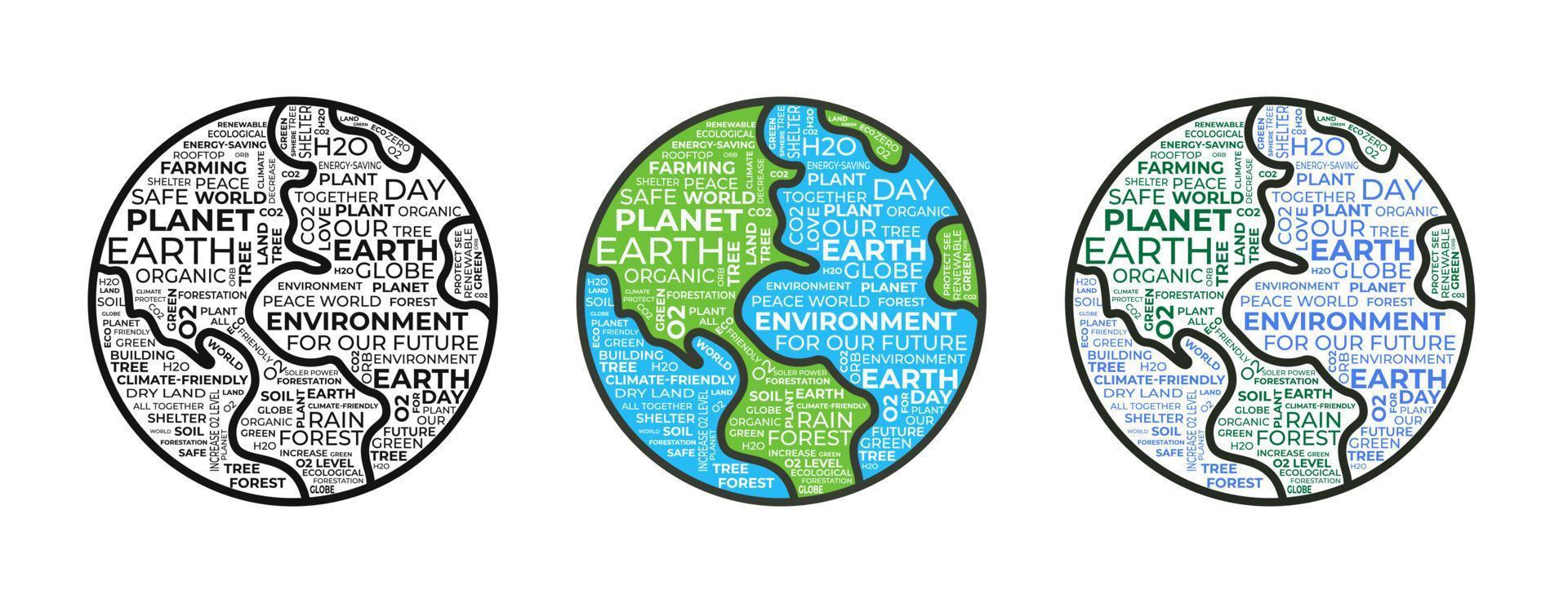 écologie terre et environnement climat nuage de mots pour le concept de la journée de la terre et de l'environnement vecteur