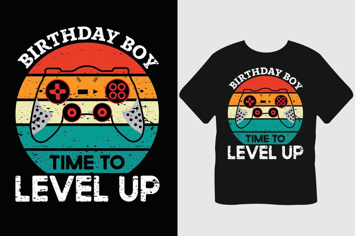 garçon d'anniversaire il est temps de mettre à niveau la conception de t-shirt de jeu vecteur