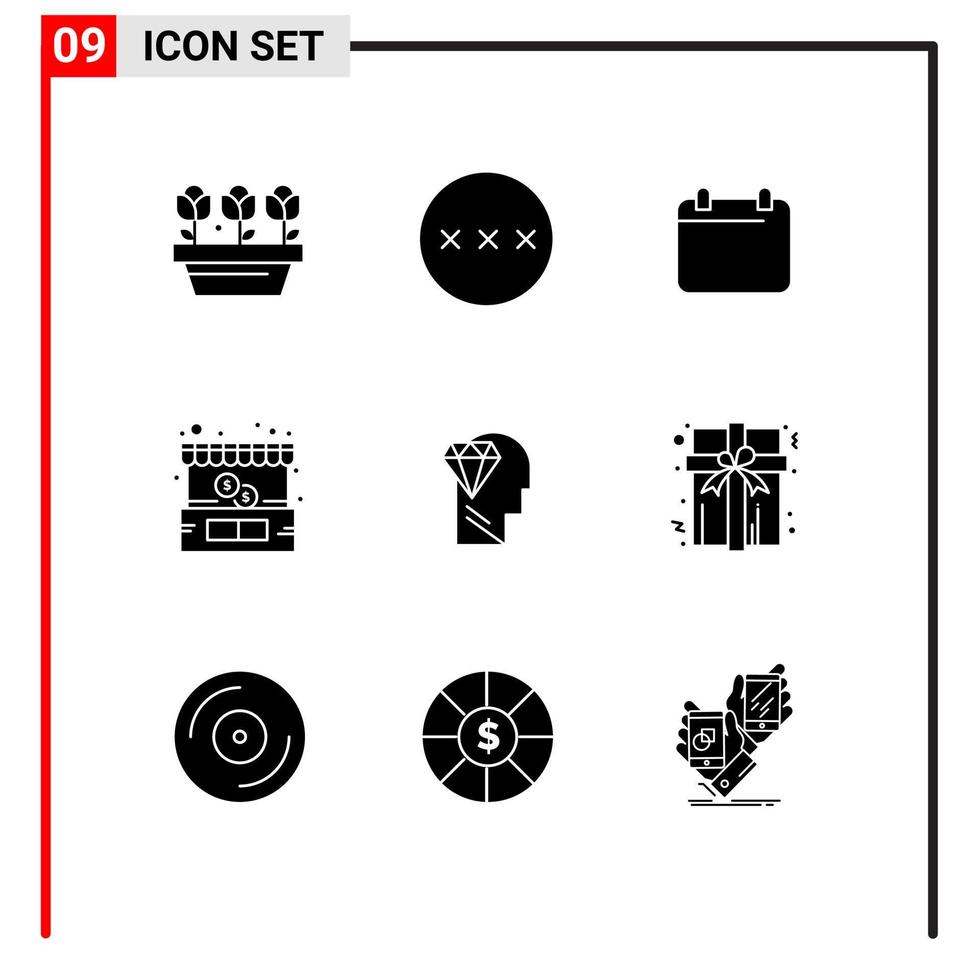 9 icônes créatives signes et symboles modernes de perfection magasin de calendrier d'argent acheter des éléments de conception vectoriels modifiables vecteur