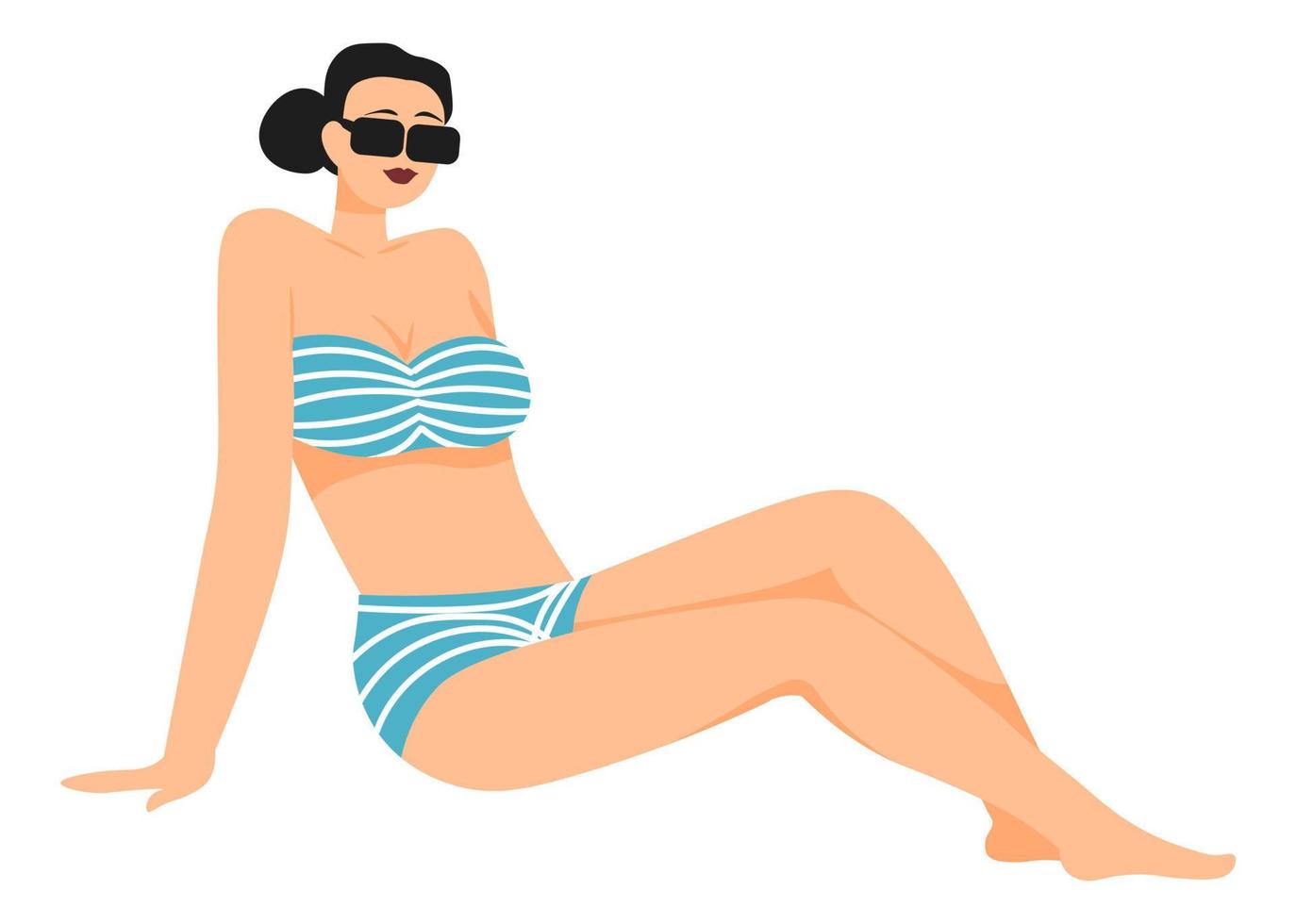femme en maillot de bain à la mode en lunettes de soleil vecteur