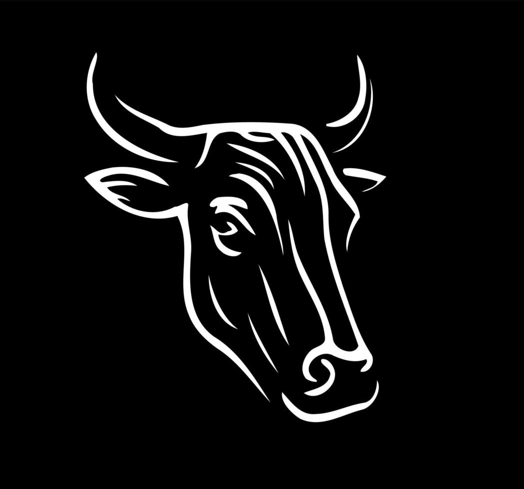 symbole de style lineart minimaliste avec tête d'animal de vache vecteur