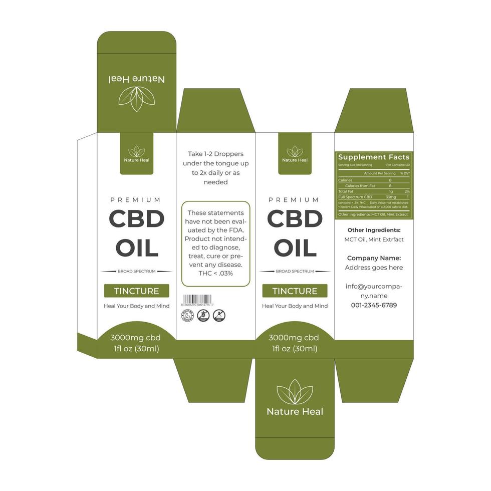 modèle de conception de boîte cbd pour la conception d'étiquettes cbd, conception d'emballage de produit vecteur