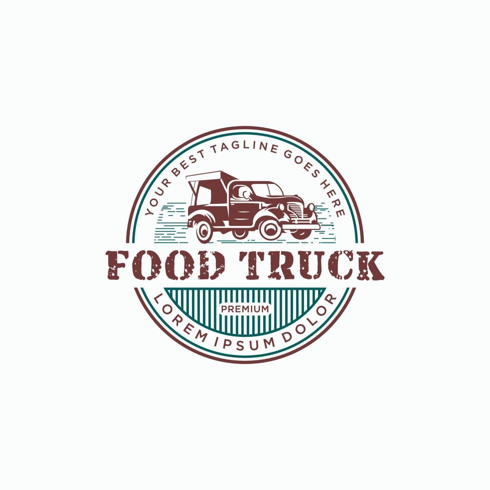 création de logo de camion de nourriture vintage, vecteur de modèle