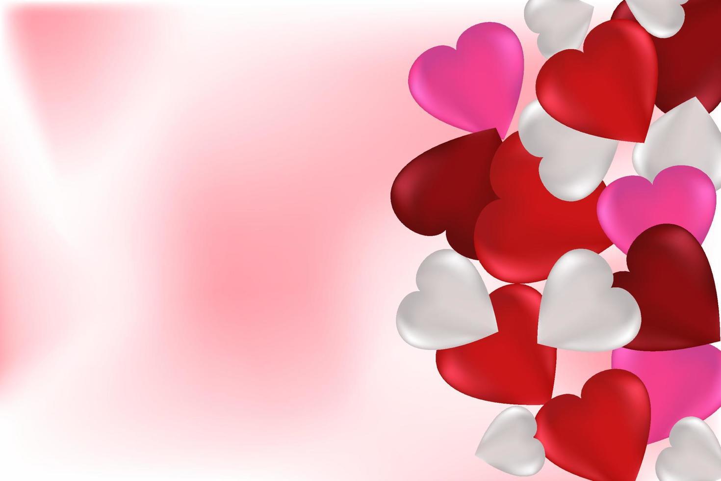coeurs multicolores sur fond blanc et rose avec espace de copie. notion de saint valentin. fond de vacances universel. image vectorielle vecteur