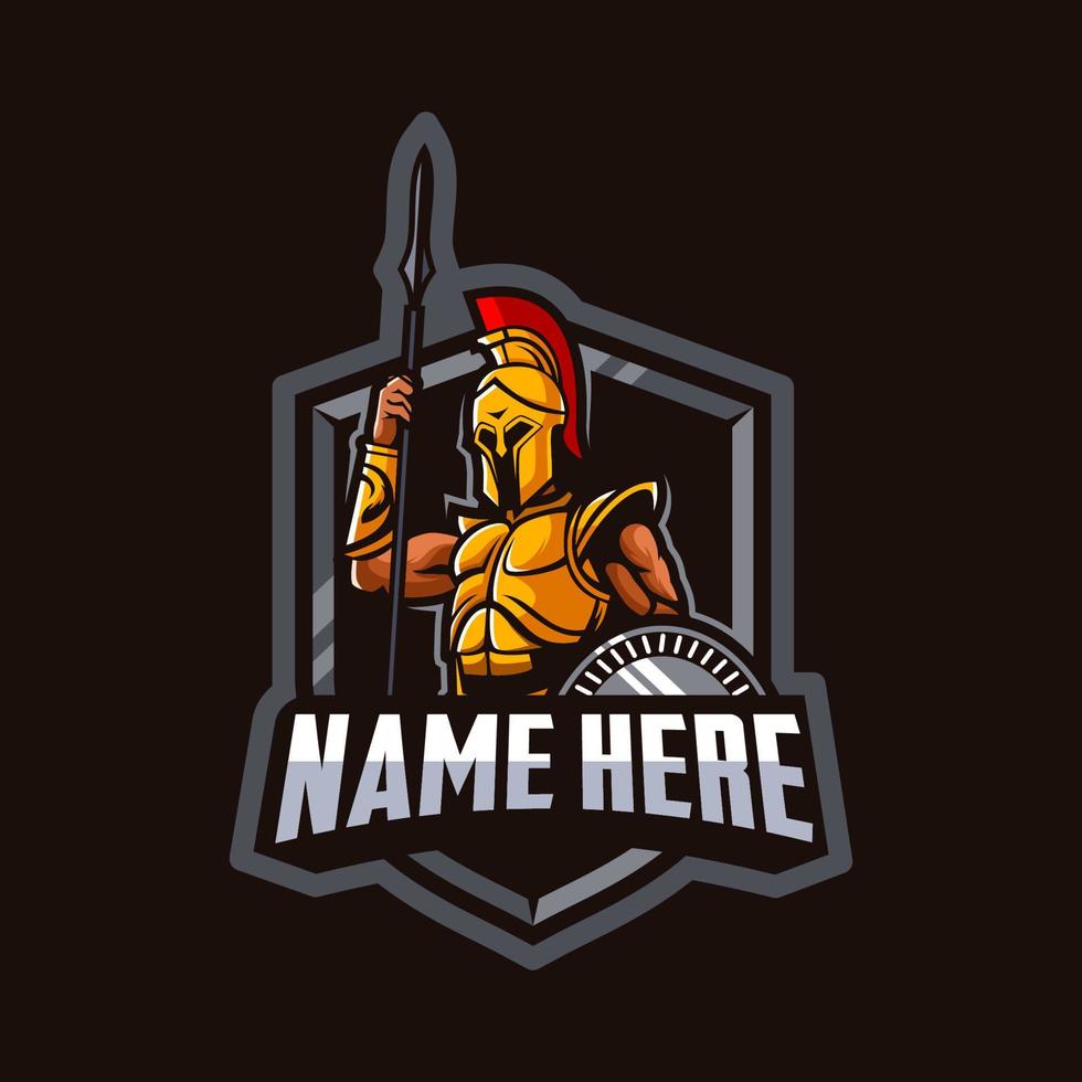 logo de mascotte de personnage de guerrier spartiate chevalier vecteur