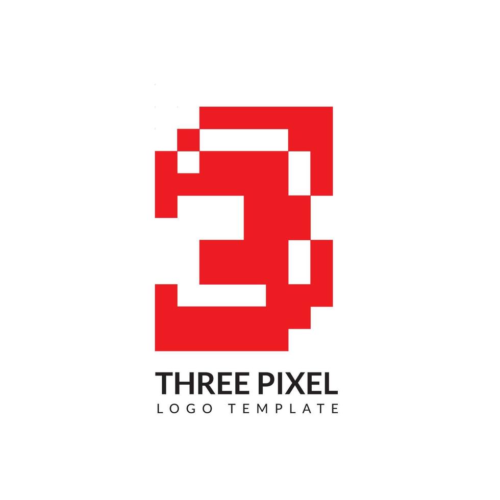 modèle de logo numéro trois dans la conception de style pixel. adapté à l'identité de l'entreprise. vecteur