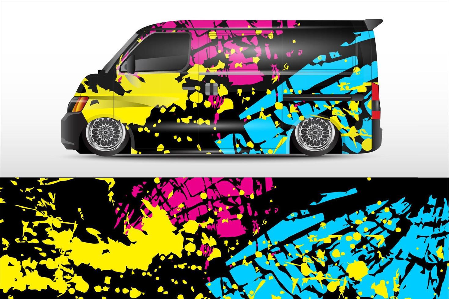 Conception d'enveloppe de voiture de course pour autocollants en vinyle de véhicule et livrée d'autocollant de société automobile vecteur