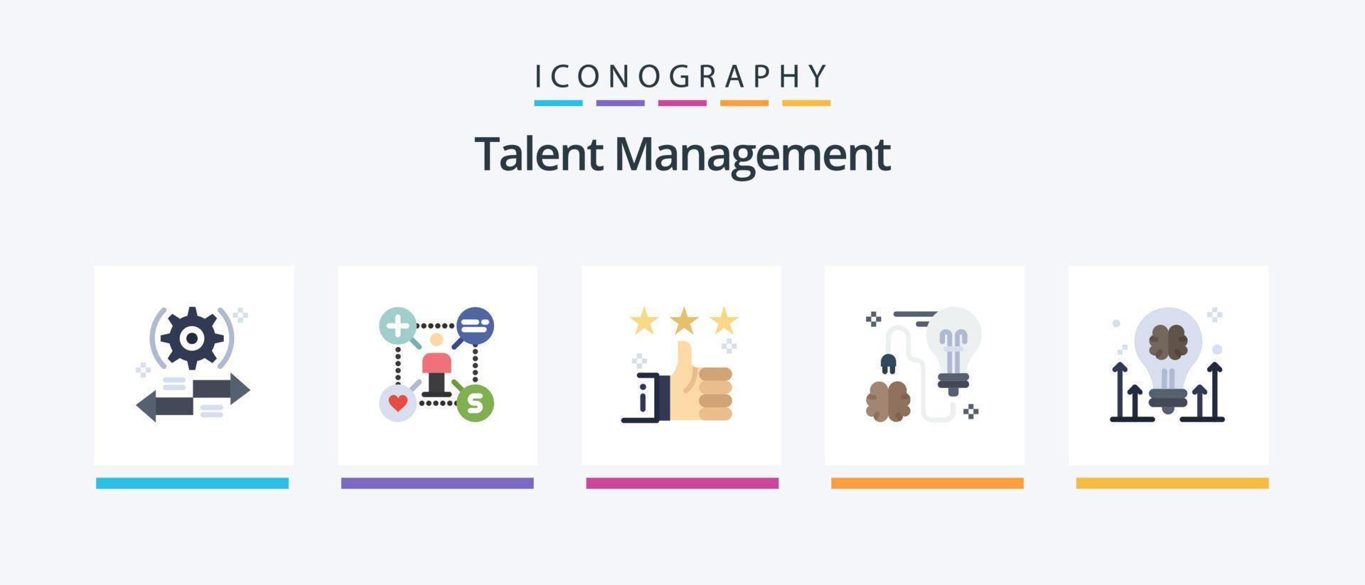 pack d'icônes plat 5 de gestion des talents, y compris le brainstorming. cerveau. ajouter. Star. tombes. conception d'icônes créatives vecteur