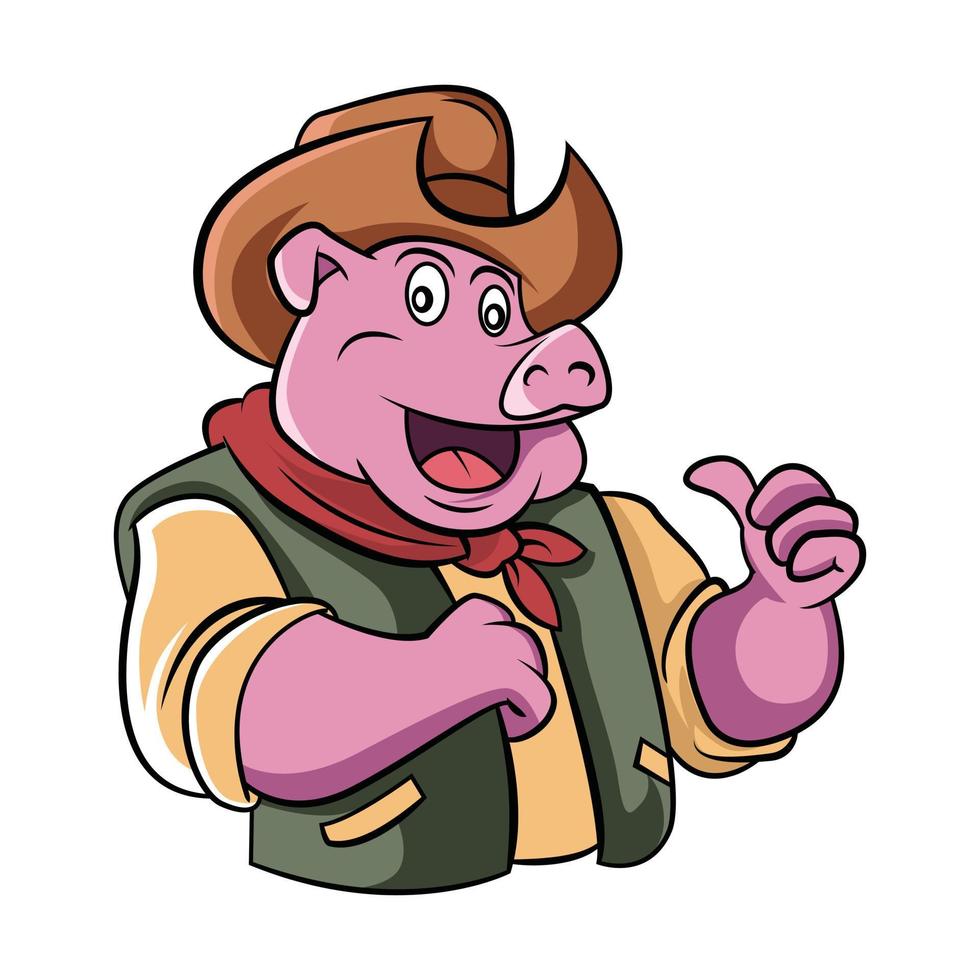 illustration de cochon de cow-boy vecteur