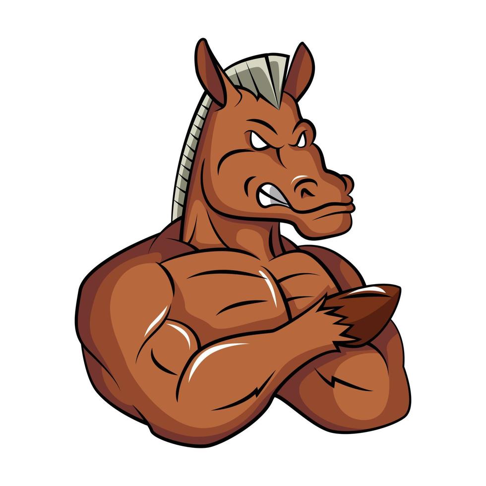 illustration de mascotte de cheval fort vecteur