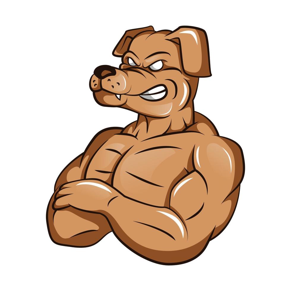 illustration de mascotte de chien fort vecteur