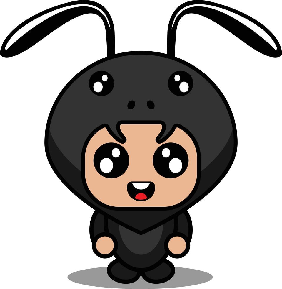 illustration vectorielle de personnage de dessin animé de costume de mascotte animal fourmi mignon vecteur