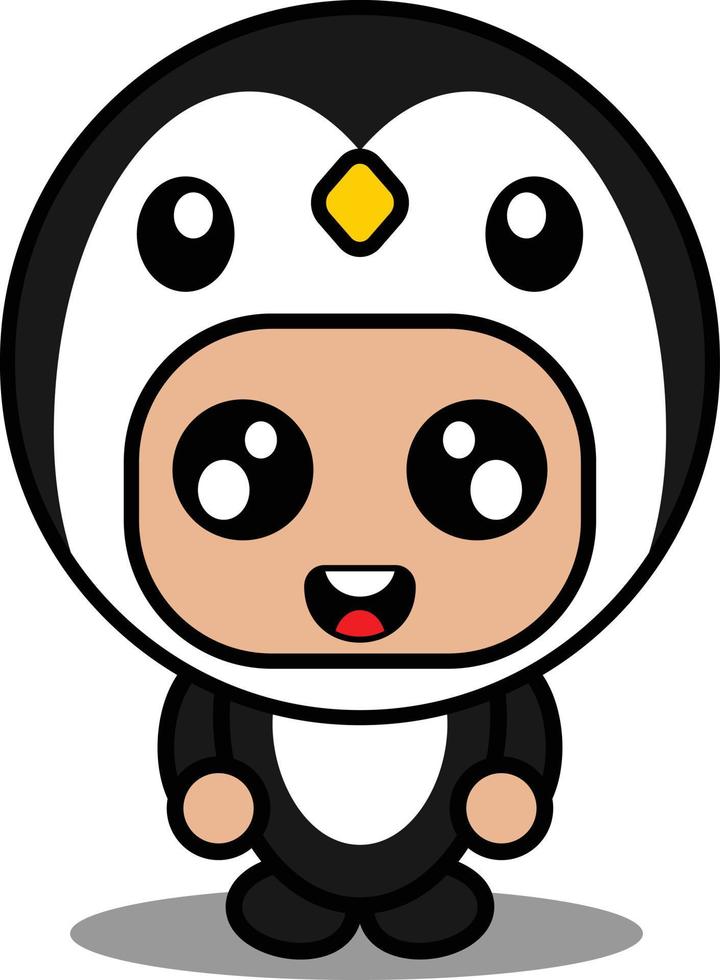 illustration vectorielle de personnage de dessin animé de costume de mascotte animal pingouin mignon vecteur