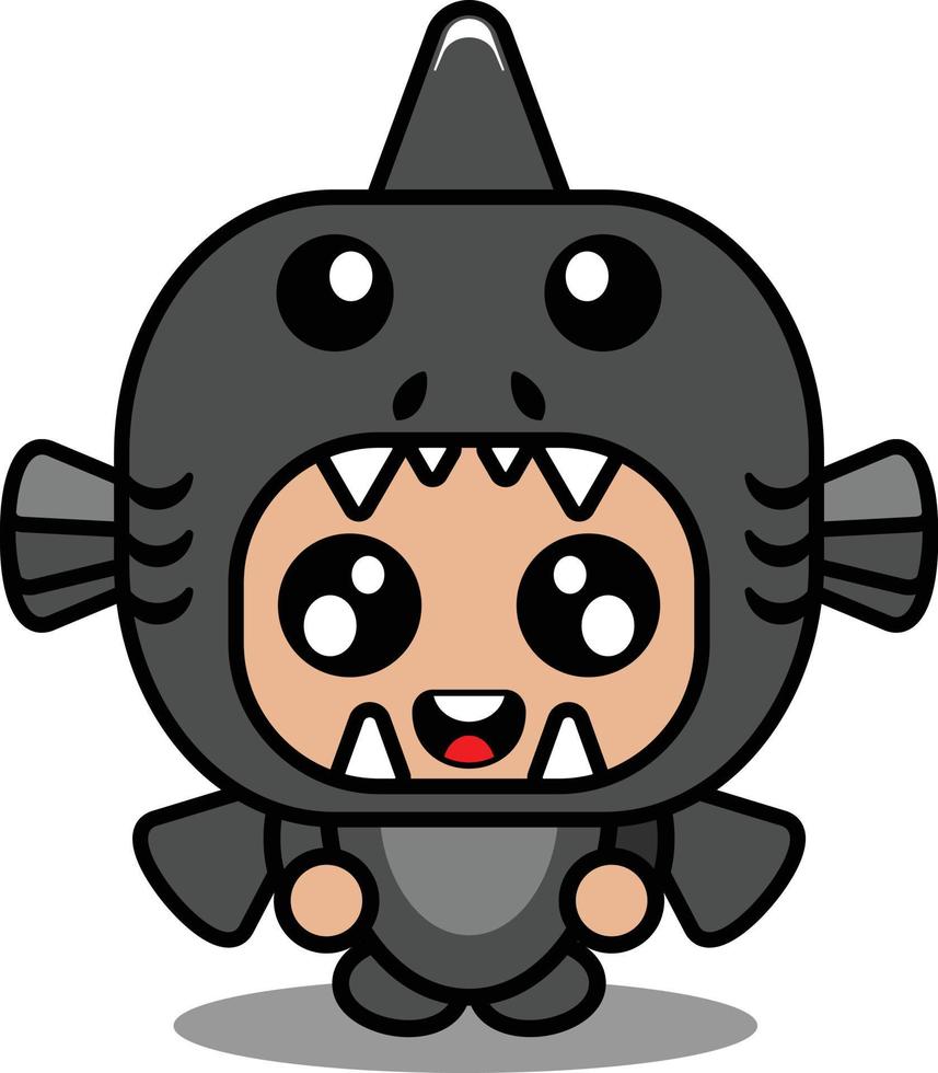 illustration vectorielle de personnage de dessin animé de costume de mascotte animal piranha mignon vecteur