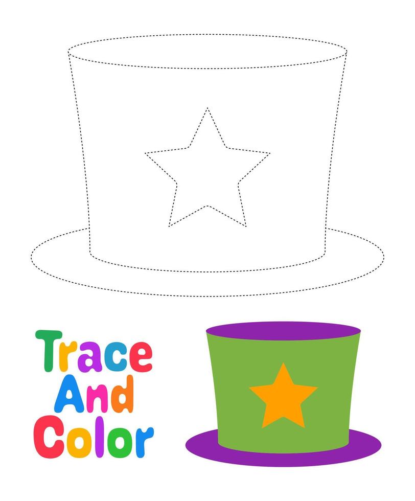 feuille de calcul de traçage de chapeau de carnaval pour les enfants vecteur