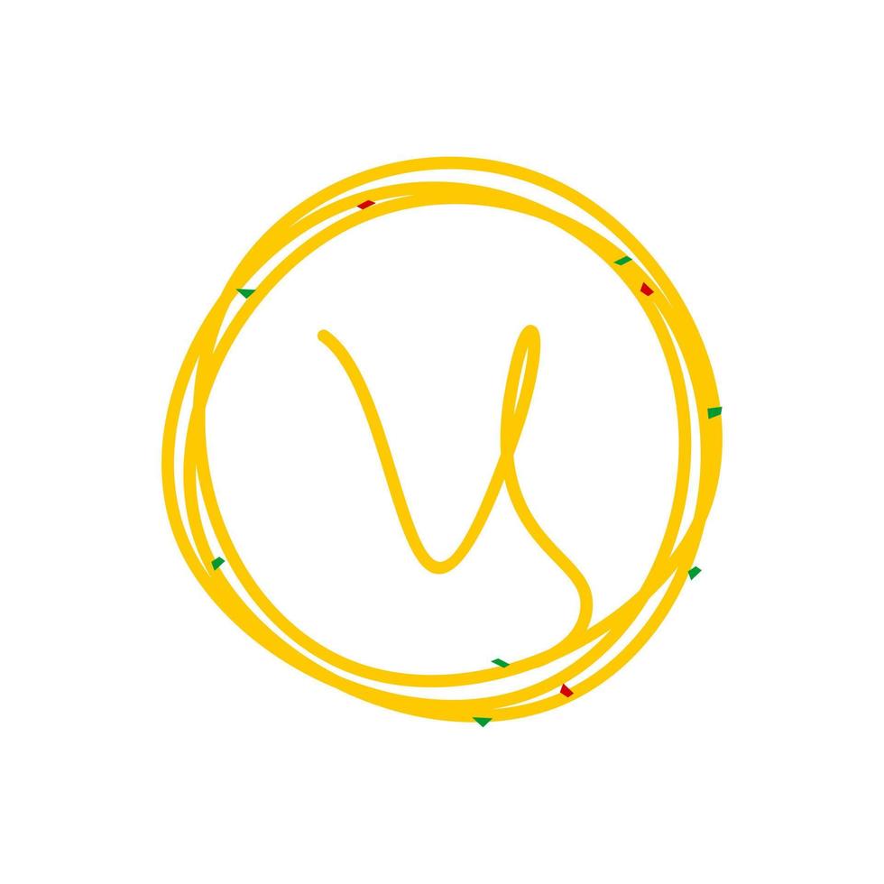 logo de nouilles cercle initial v vecteur