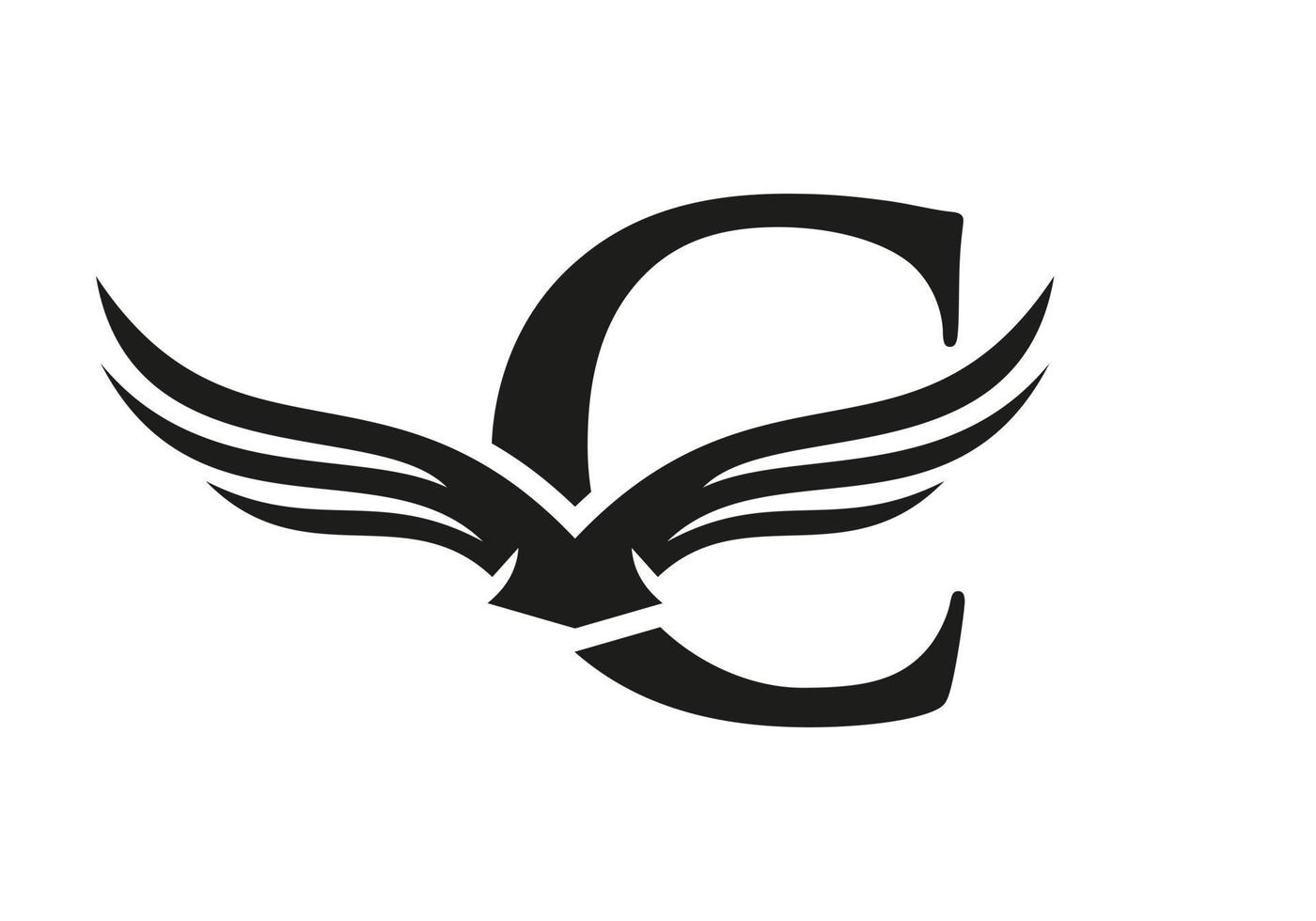logo d'aile lettre c pour le transport, le fret, le modèle vectoriel de logotype de transport