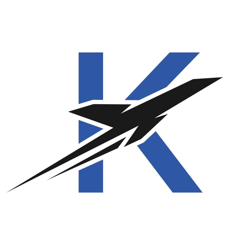 logo de voyage tropical sur le concept de la lettre k. modèle de conception de logo de voyage initial vecteur