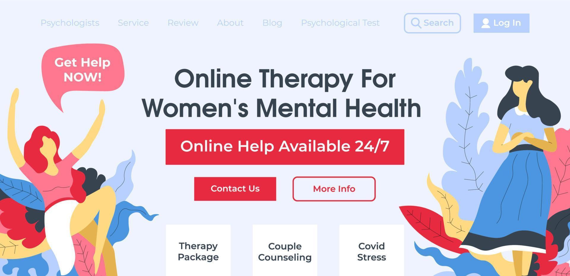 thérapie en ligne pour les femmes assistance en santé mentale vecteur