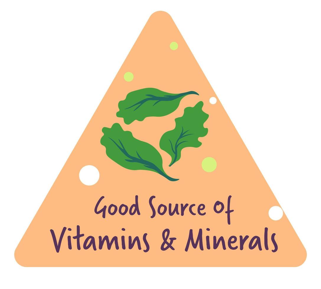 bonne source de vitamines et de minéraux, étiquette alimentaire vecteur