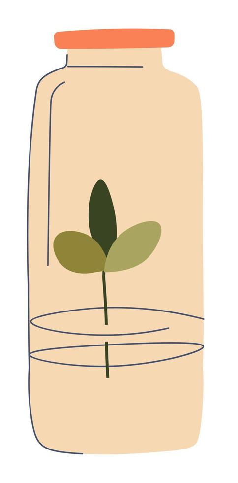 pot avec eau et plante en croissance, déco minimaliste vecteur