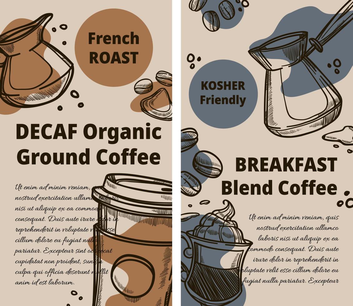 café moulu biologique décaféiné pour le mélange du petit-déjeuner vecteur